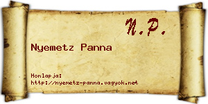 Nyemetz Panna névjegykártya